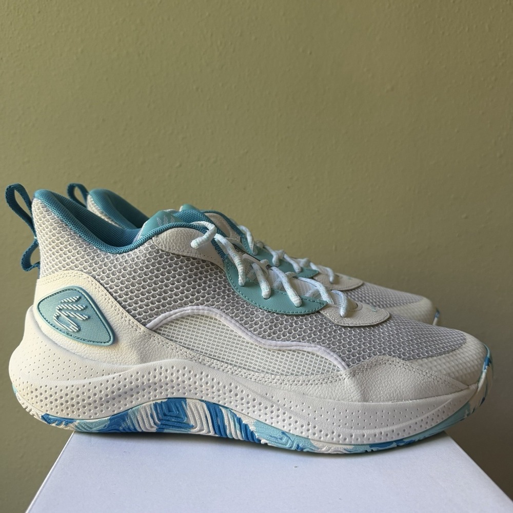 Under Armour Curry 3Z5 Mens Basketball Shoes Size 13 White & Blue Mesh